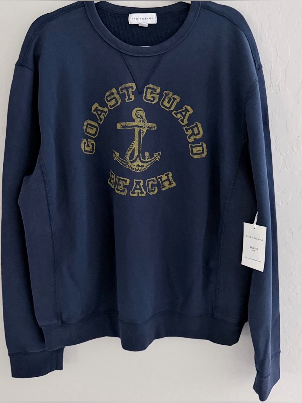 Coast Guard Beach Graphic Crewneck Sweater - Navy